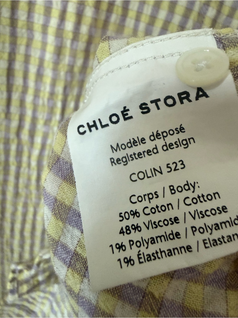 Chloé Stora Lavender and Yellow Micro Plaid Buttondown - Picture 3 of 4